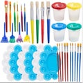 Painting Tool Kit, 34pcs Paint Supplies Include Paint Cups With Lids Palette Tra