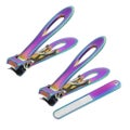 3Pcs Professional Nail Clippers Set Colorful Stainless Steel Nail Cutter Toenail