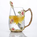 Evecase Enamels Butterfly Flower Clear Lead-free Glass Coffee Mugs Tea Cup With