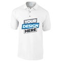 Personalised Mens White Polo Collar Custom Printed T-Shirt Logo Printing Tee