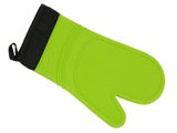 Oven Grill Mitt Silicone Glove Quilted Cotton Lining 32cm Long - Green