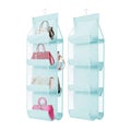2 Pcs Hanging Purse Organizer 8 Easy Access Pockets for Wardrobe -Blue