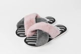 Crossover Hotel slide - XL = Pink and Black slippers