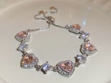 Bracelet Cubic Zirconia with Pink Heart Gemstone Tennis Bracelets for Women