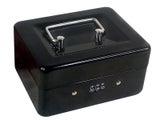 30x24x9cm Combination Lock Cash Box with Coin Tray Money Box Desktop Safe Black