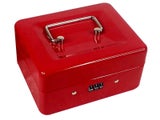25x20x9cm Combination Lock Cash Box with Coin Tray Money Box Desktop Safe Red