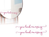 2Pcs You Look Amazing Vinyl Mirror Decal Bathroom Shower Door Decal Rose Red