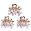 3pcs Mini Barrette Clip Hair Clip Pearl Hair Barrette Romantic Flower Hairpin