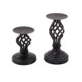 Metal Vintage Candle Holders For Pillar Candle - Set Of 2 Candlestick Holdersfor