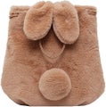 Women Cute Bunny Ears Plush Shoulder Bag Soft Rabbit Plush Animal Crossbody Bag