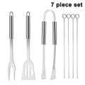 7pcs /1 Set Bbq Grill Tools Set With Stainless Steel Roasting Spatula, Roasting
