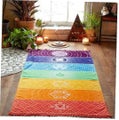 Fashion Rainbow Mandala Wall Hanging Blanket Tapestry Boho Strip Beach Travel To