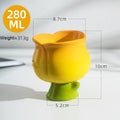 Wudruncy Cute Dessert Cups Creative Pink Yellow Flower-shaped Ceramic