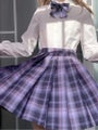 ZOKI Plaid Women Pleated Skirt Bow Knot Summer High Waist Preppy