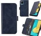 Vivo Y35 wallet case cowhide finish side magnet buckle navy
