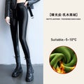 Autumn Winter Black Fleece Matte Leather PU Leggings Women's High