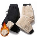 Men Fleece Warm Cargo Pants Autumn Winter Casual Loose Print