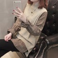 Fake Two-Piece Knitted Sweaters Women's Winter College Wind Long