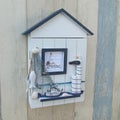 Mediterranean Style House Shape Wooden Key Box Keys Holder NEW