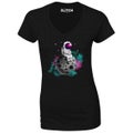 Reality Glitch Spaceman Moon Womens T-Shirt - V-Neck