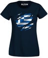 Reality Glitch Torn Greece Flag Womens T-Shirt