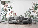3D Hand Drawn Floral Leaf Bird Wall Mural Wall Decor Peel &amp; StickWallpaper 3