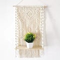 Wood Shelf Macrame Planter Plant Hanger Wall Hanging I0937BG0