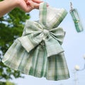 Rabbit JK Dresses and Leash Sets Mesh Plaid Pet Vest Harness for Cats
