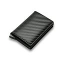 Carbon Fiber Card Holder Wallets Men RFID Black Magic Trifold Leather