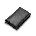 Carbon Fiber Card Holder Wallets Men RFID Black Magic Trifold Leather