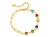 Bracelet Heart Rainbow Topaz 18K Gold Plated Bracelet