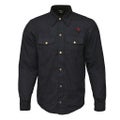 RIDERACT® Motorcycle Men Reinforced Flannel Shirt Classic Plain Black