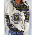 Women Vintage Boho Printed Hooded Sweatshirt Autumn Female Long