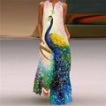 WAYOFLOVE Ladies Spring Summer Long Dress Sleeveless Loose V-neck