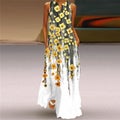WAYOFLOVE Ladies Spring Summer Long Dress Sleeveless Loose V-neck