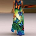 WAYOFLOVE Ladies Spring Summer Long Dress Sleeveless Loose V-neck