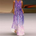 WAYOFLOVE Ladies Spring Summer Long Dress Sleeveless Loose V-neck