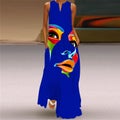 WAYOFLOVE Ladies Spring Summer Long Dress Sleeveless Loose V-neck