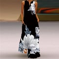WAYOFLOVE Ladies Spring Summer Long Dress Sleeveless Loose V-neck