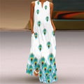 WAYOFLOVE Ladies Spring Summer Long Dress Sleeveless Loose V-neck