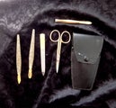 vintage 5pcs Manicure Nail tools with leather case, made in Germany.