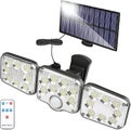 Outdoor Solar Flood Light, 138 Led 2200lm With Remote Control, Ip65 Waterproof,