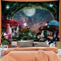 Mushroom Castle Tapestry Galaxy Moon Stars Tapestry Mysterious Forest Tree Tapes