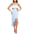 XSCAPE Womens Crepe Ruffle Strapless Bustier A-line Dress
