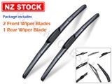 3 Wiper Blades For Audi A3 2004 - 2012 2nd Gen (8P) Front &amp; Rear Windscreens