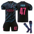 Manchester City Second Away UEFA Jersey FODEN #47 Soccer Jersey 3Pcs Jersey Kits