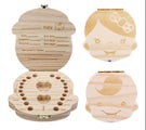 Wooden Baby Tooth Box Organizer Milk Teeth Wood Storage NEW