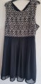 Sz 16 Black Pagani dress with geometric pattern bodice and chiffon lined skirt