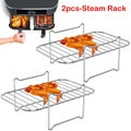 Square Three-Tier Air Fryer Rack Tray Stainless Steel Steaming Racks Baking Pan