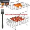 Square Three-Tier Air Fryer Rack Tray Stainless Steel Steaming Racks Baking Pan